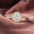 18K Halo Round Diamond Ring — AI cloth, in-house