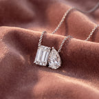 18K Emerald Cut Diamond Pendant — AI cloth, in-house