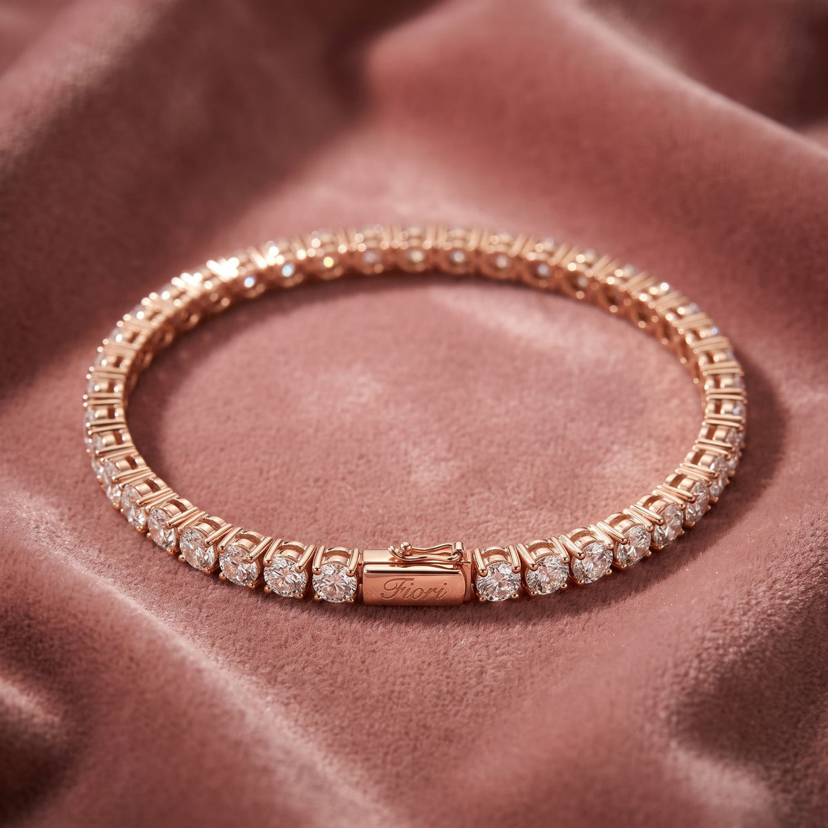 18K Tennis Round Diamond Bracelet — AI cloth, in-house