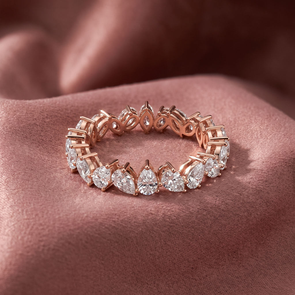 18K Pear Eternity Diamond Ring — AI cloth, in-house