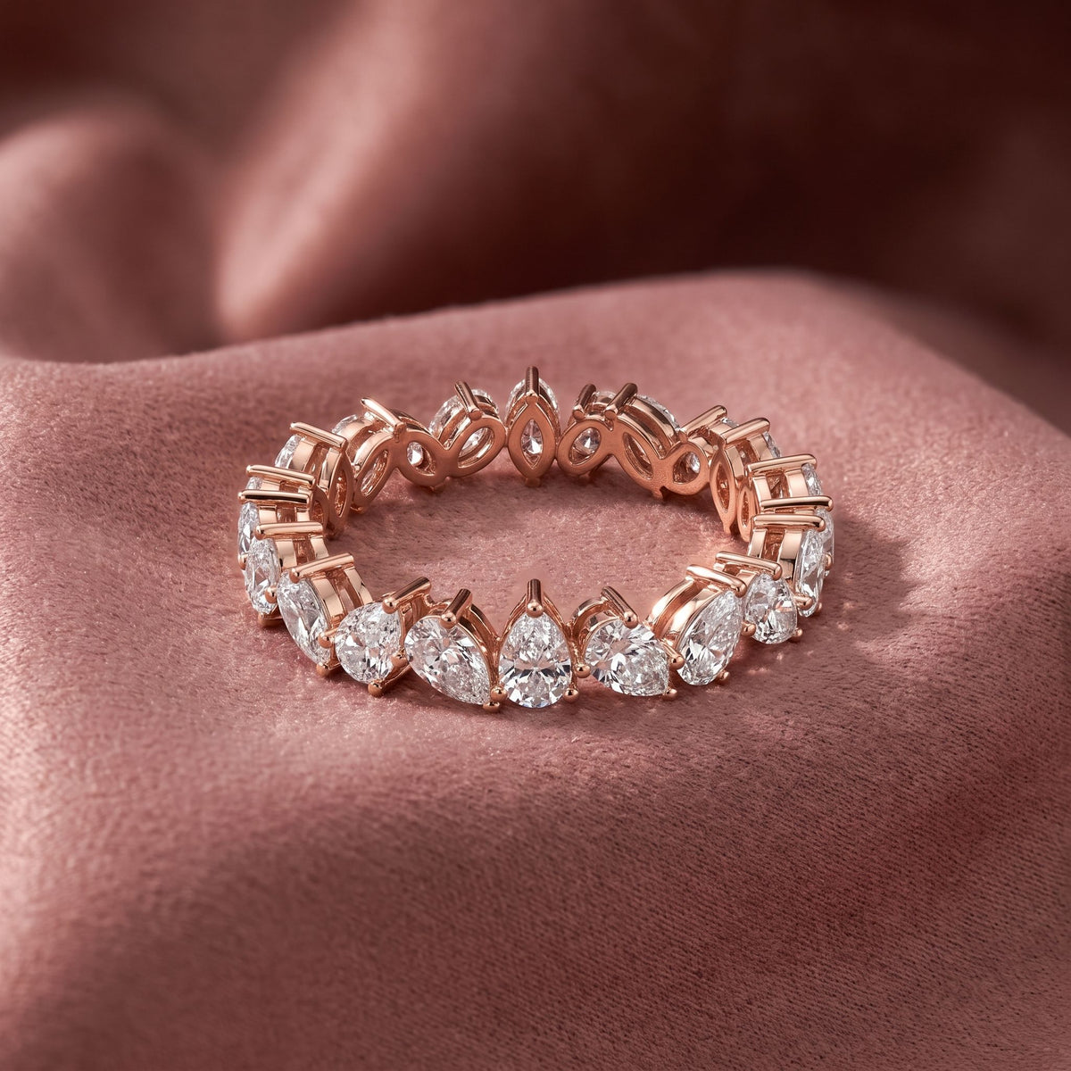 18K Pear Eternity Diamond Ring — AI cloth, in-house