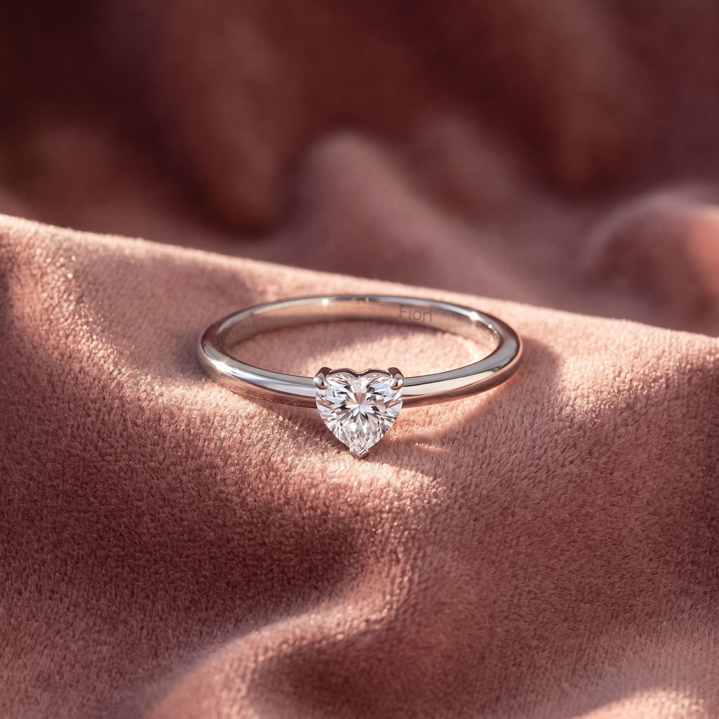 18K Solitaire Heart Diamond Ring — AI cloth, in-house