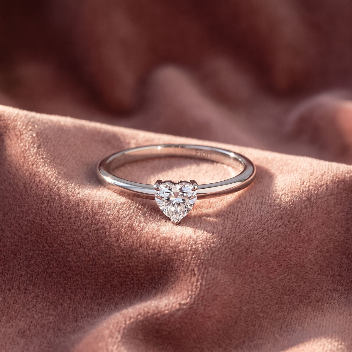 18K Solitaire Heart Diamond Ring — AI cloth, in-house