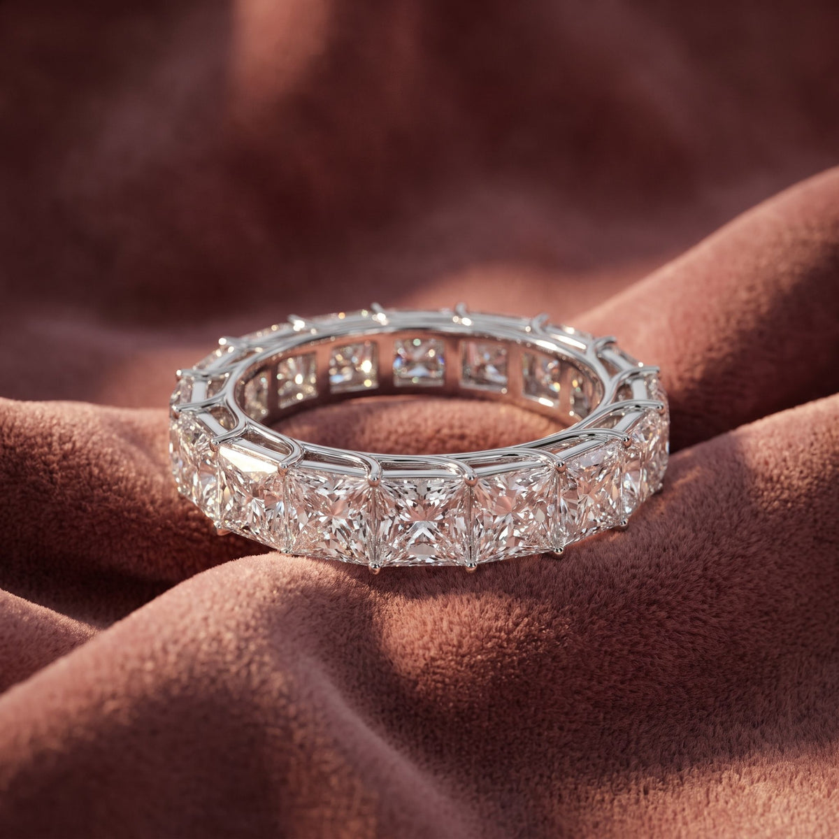 14K Full Eternity Princess Diamond Ring — AI cloth, in-house