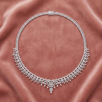 18K Pear Diamond Necklace — AI cloth, in-house