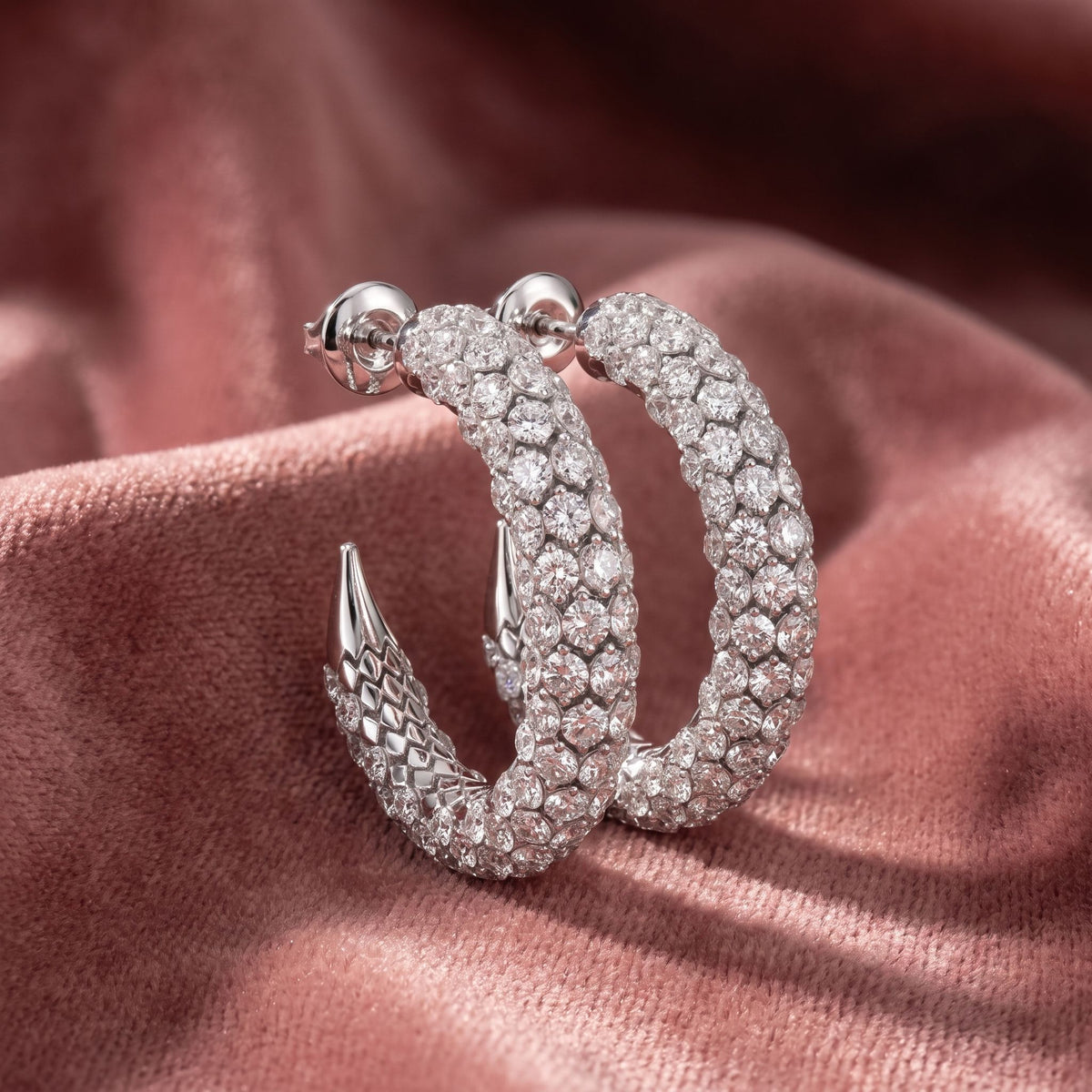 18K Pave Diamond Earrings — AI cloth, in-house