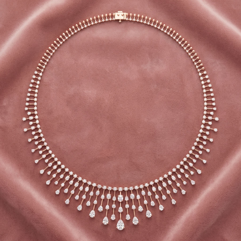 18K Tennis Diamond Necklace — AI cloth, in-house