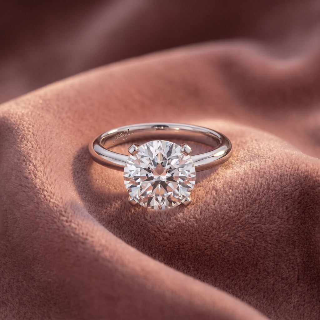 18K Round Diamond Solitaire Engagement Ring — AI cloth, in-house
