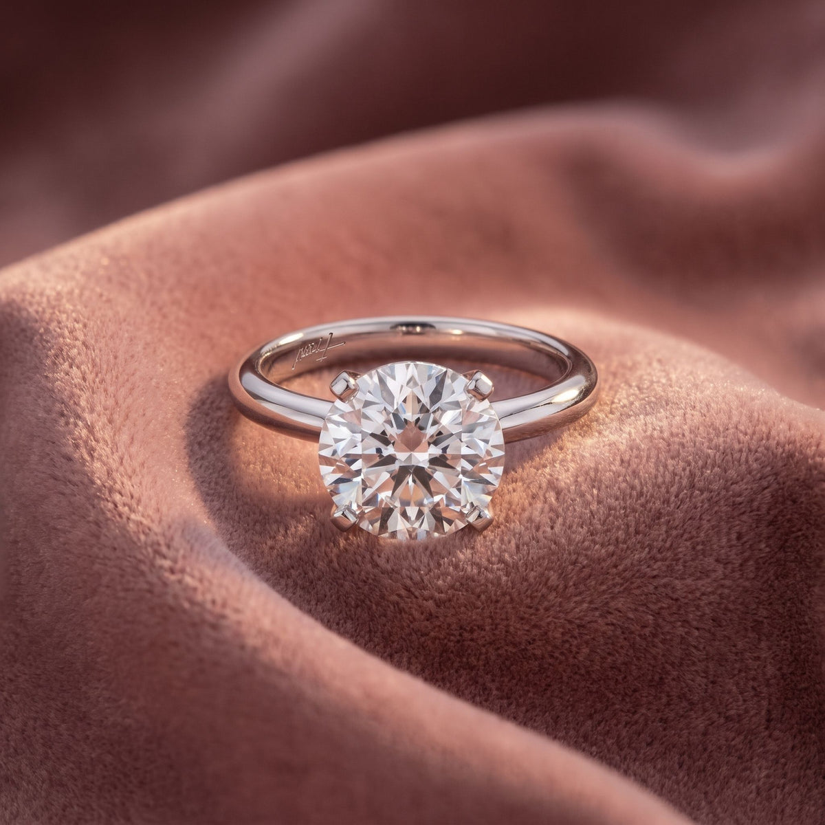 18K Round Diamond Solitaire Engagement Ring — AI cloth, in-house