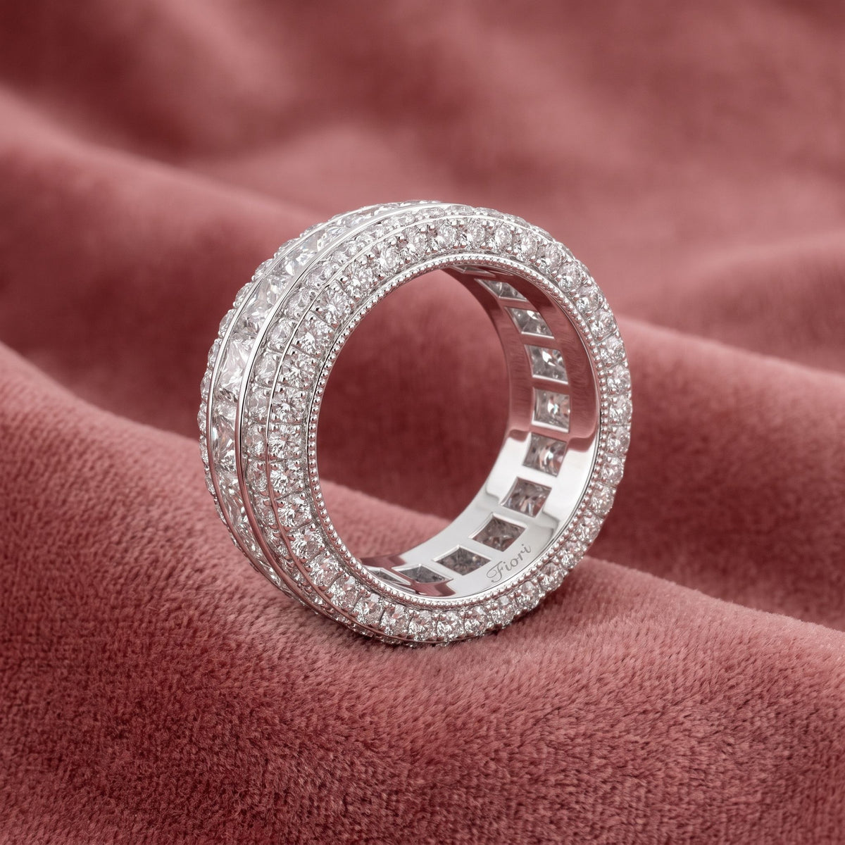 18K Eternity Pave Diamond Ring — AI cloth, in-house