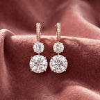 18K Three Stone Diamond Drop Earrings — AI cloth, in-house