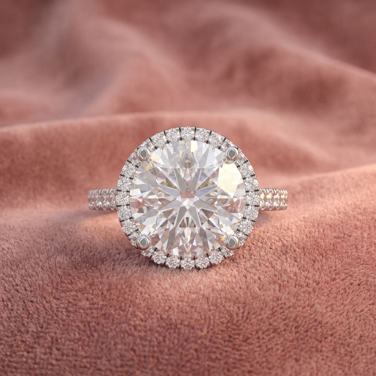 18K Halo Diamond Ring — AI cloth, in-house