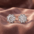 18K Floral Halo Diamond Earrings — AI cloth, in-house