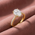 18K Shoulder Set Oval Diamond Engagement Ring — AI cloth, in-house