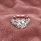18K Shoulder Set Diamond Ring — AI cloth, in-house
