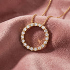 18K Circle Round Diamond Pendant — AI cloth, in-house