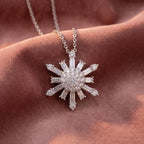 14K Snowflake Round Diamond Pendant — AI cloth, in-house