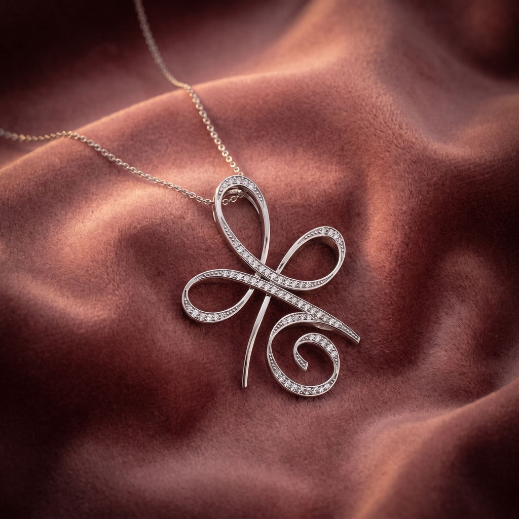 18K Bespoke Life Symbol Diamond Pendant — AI cloth, in-house