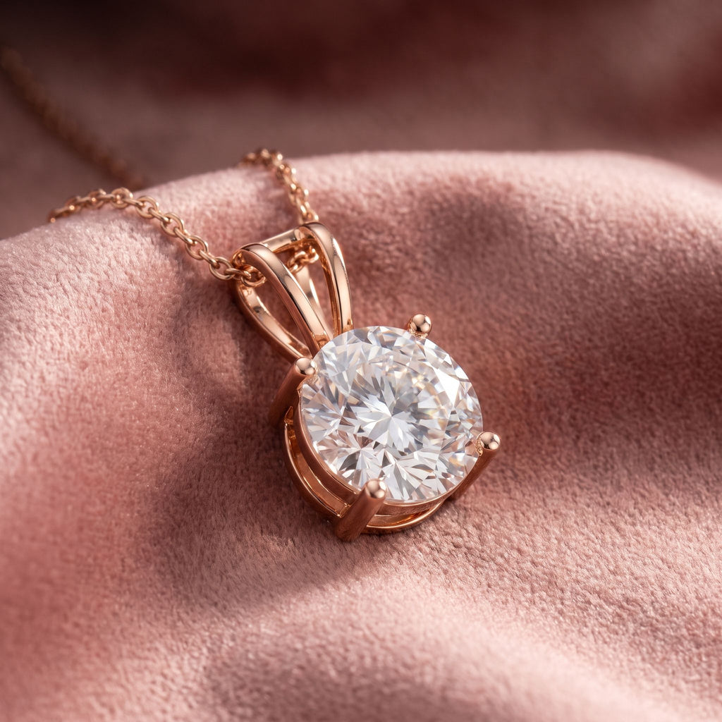 18K Solitaire Diamond Pendant — AI cloth, in-house