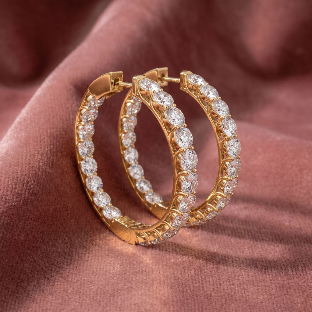 18K Diamond Hoop Earrings — AI cloth, in-house