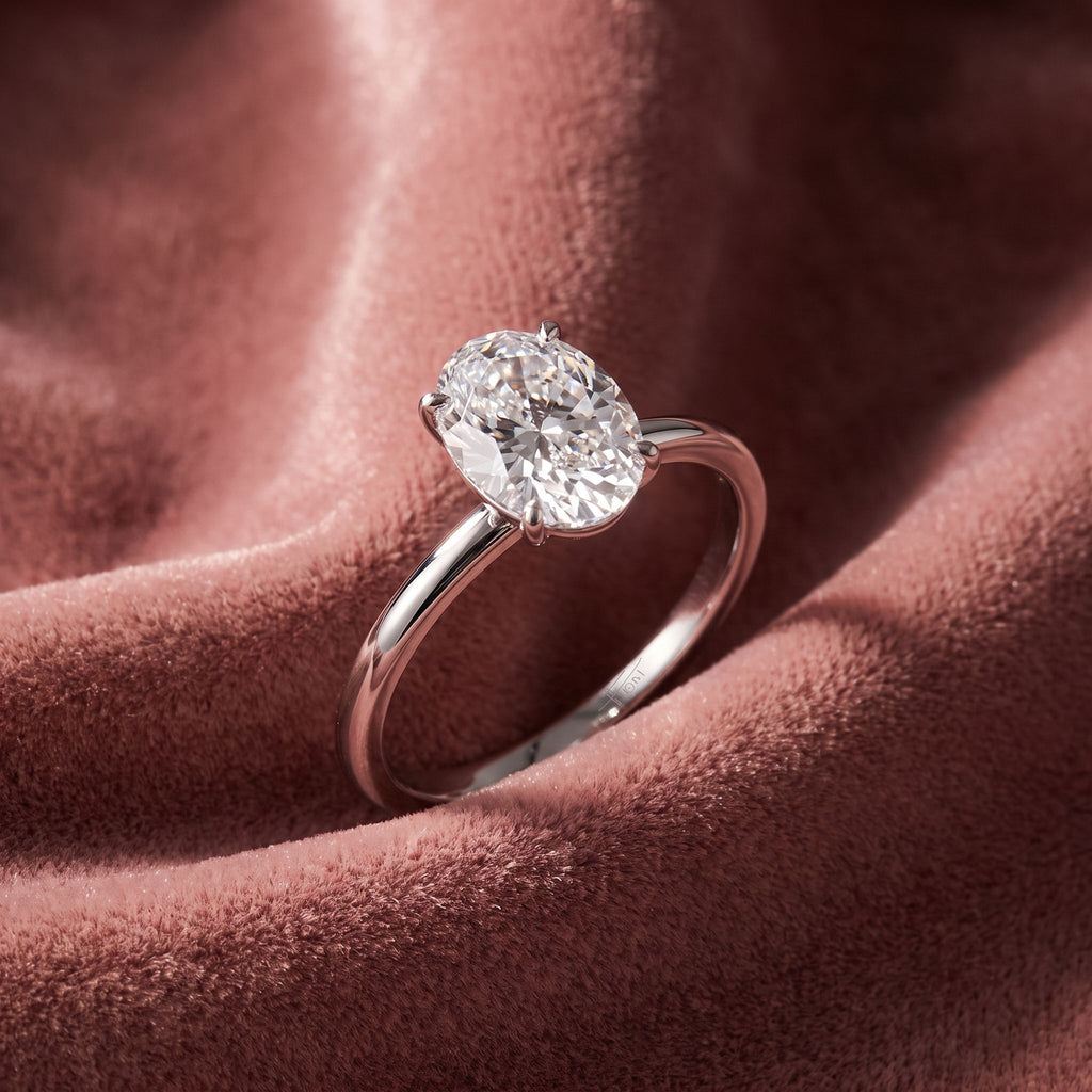 18K Solitaire Oval Diamond Engagement Ring — AI cloth, in-house