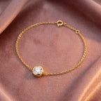 18K Gold Round Bezel Diamond Bracelet — AI cloth, in-house