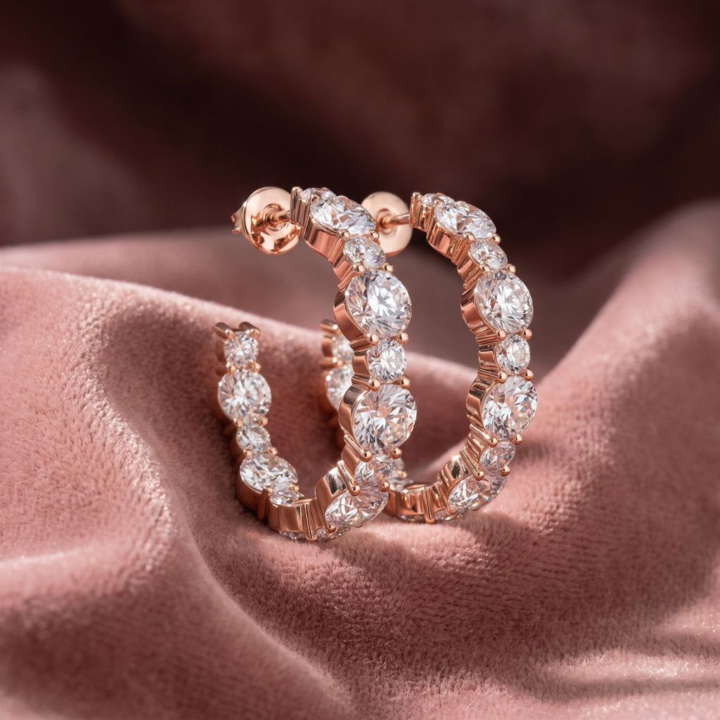 18K Round Bespoke Diamond Earrings — AI cloth, in-house