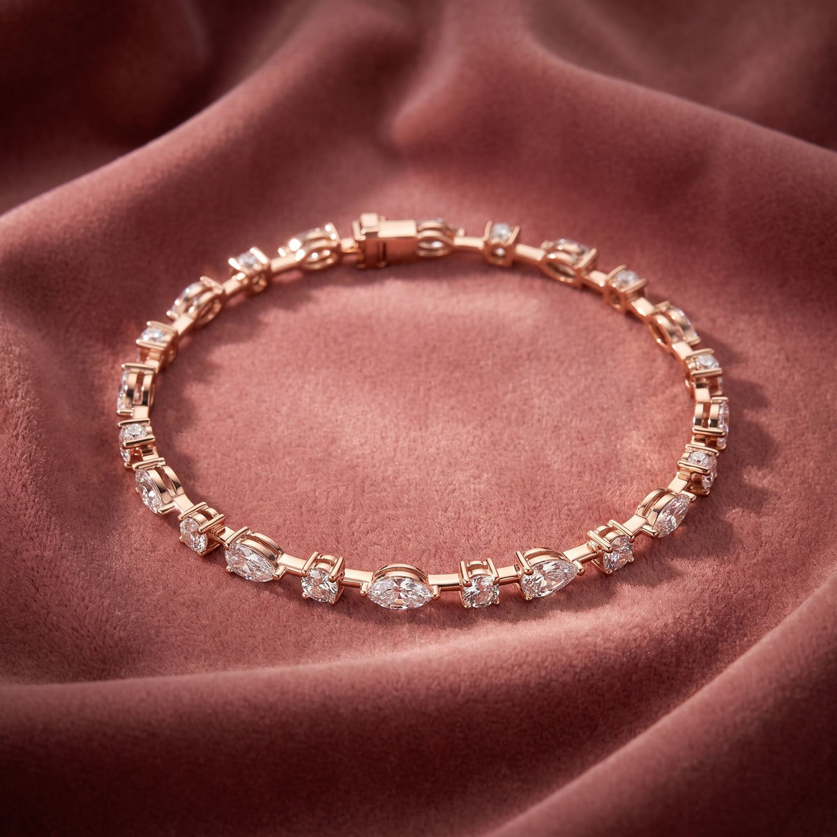 18K Mixed Shape Diamond Bracelet — AI cloth, in-house