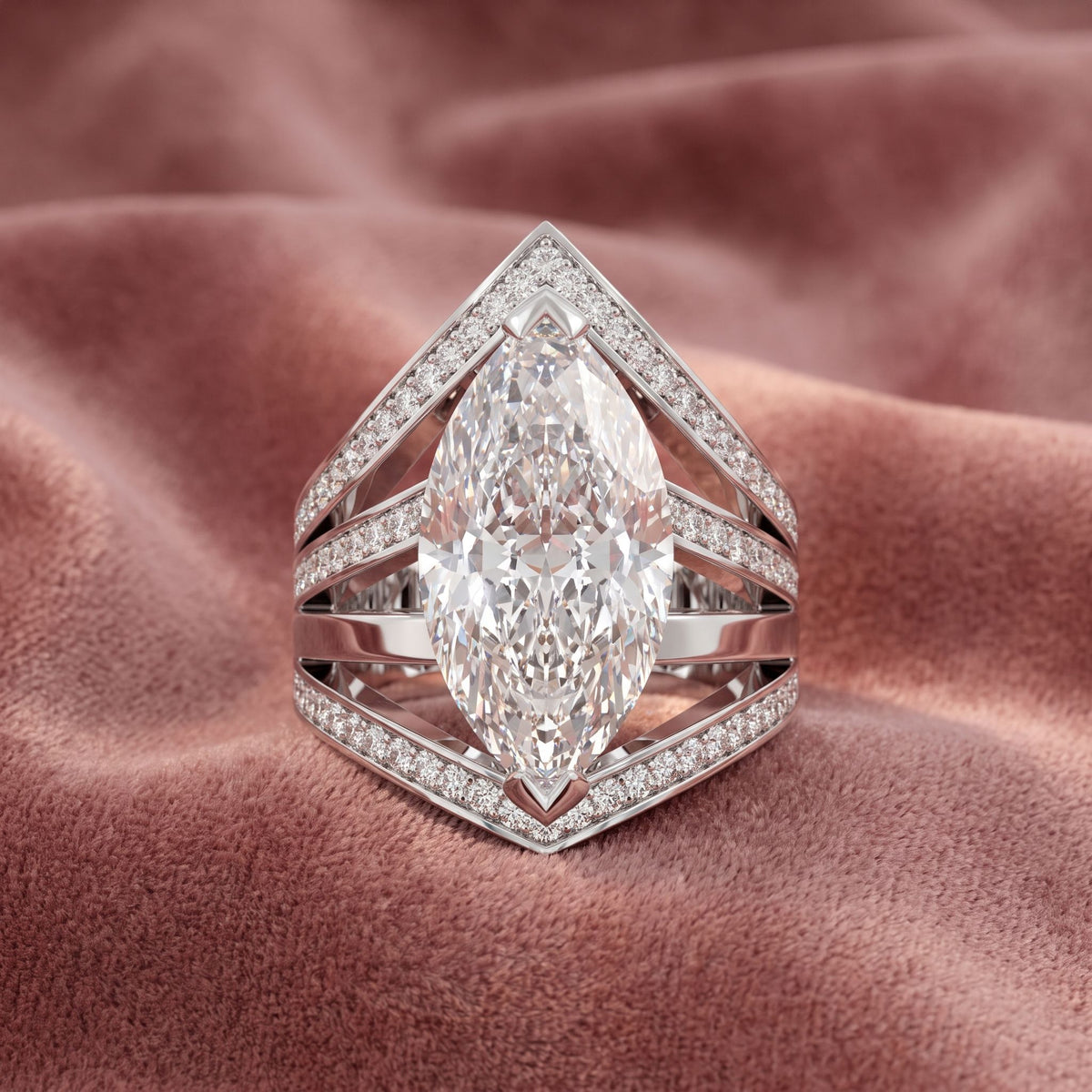 18K Bespoke Marquise Diamond Ring — AI cloth, in-house