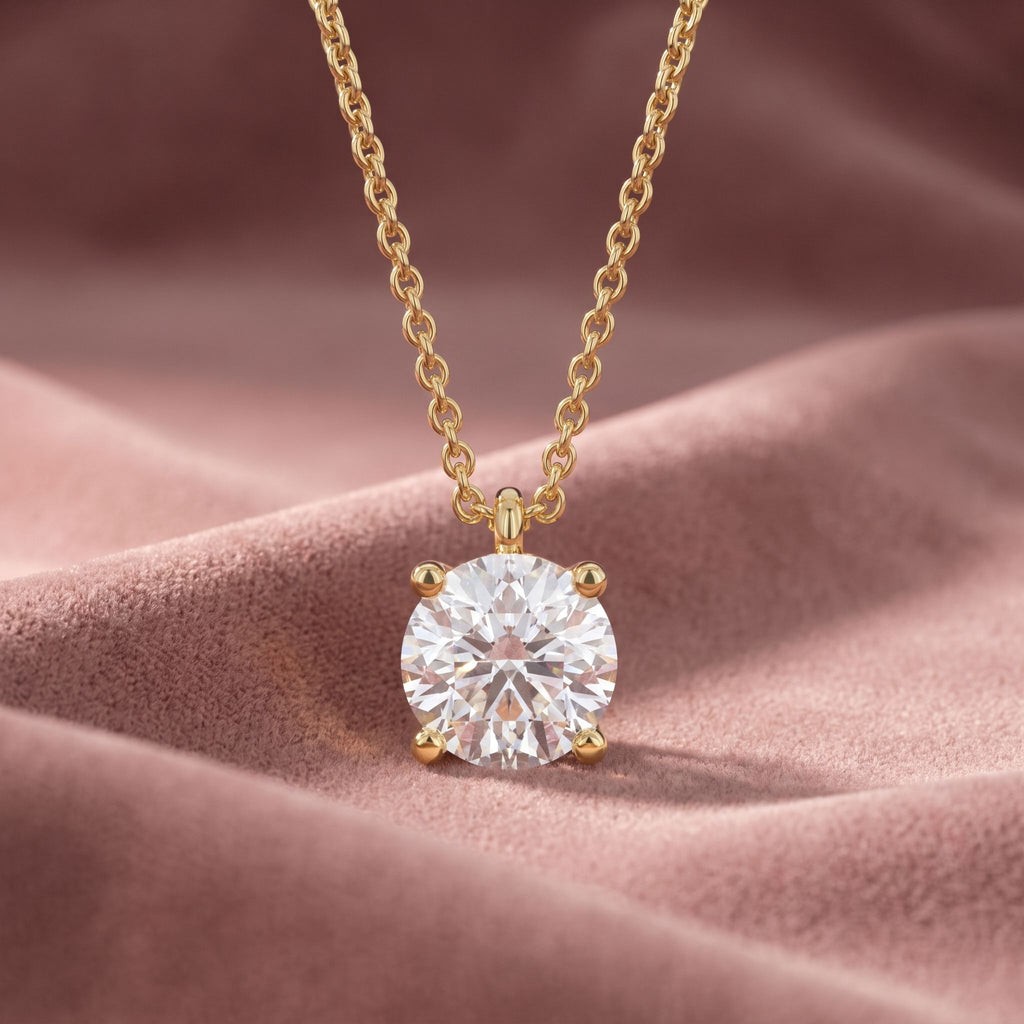 18K Solitaire Diamond Pendant — AI cloth, in-house