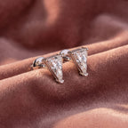 18K Triangle Solitaire Diamond Earrings — AI cloth, in-house