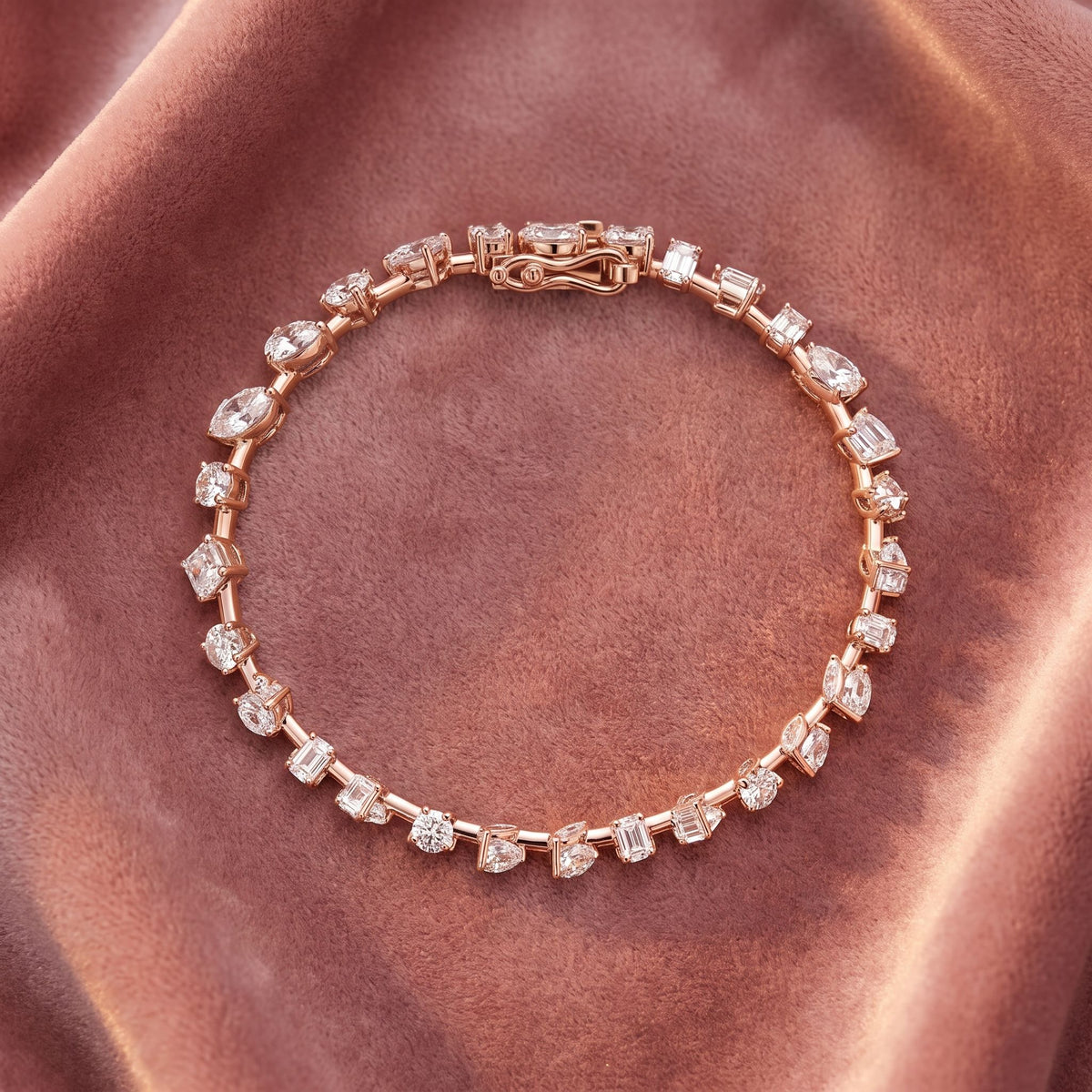 18K Tennis Diamond Bracelet — AI cloth, in-house