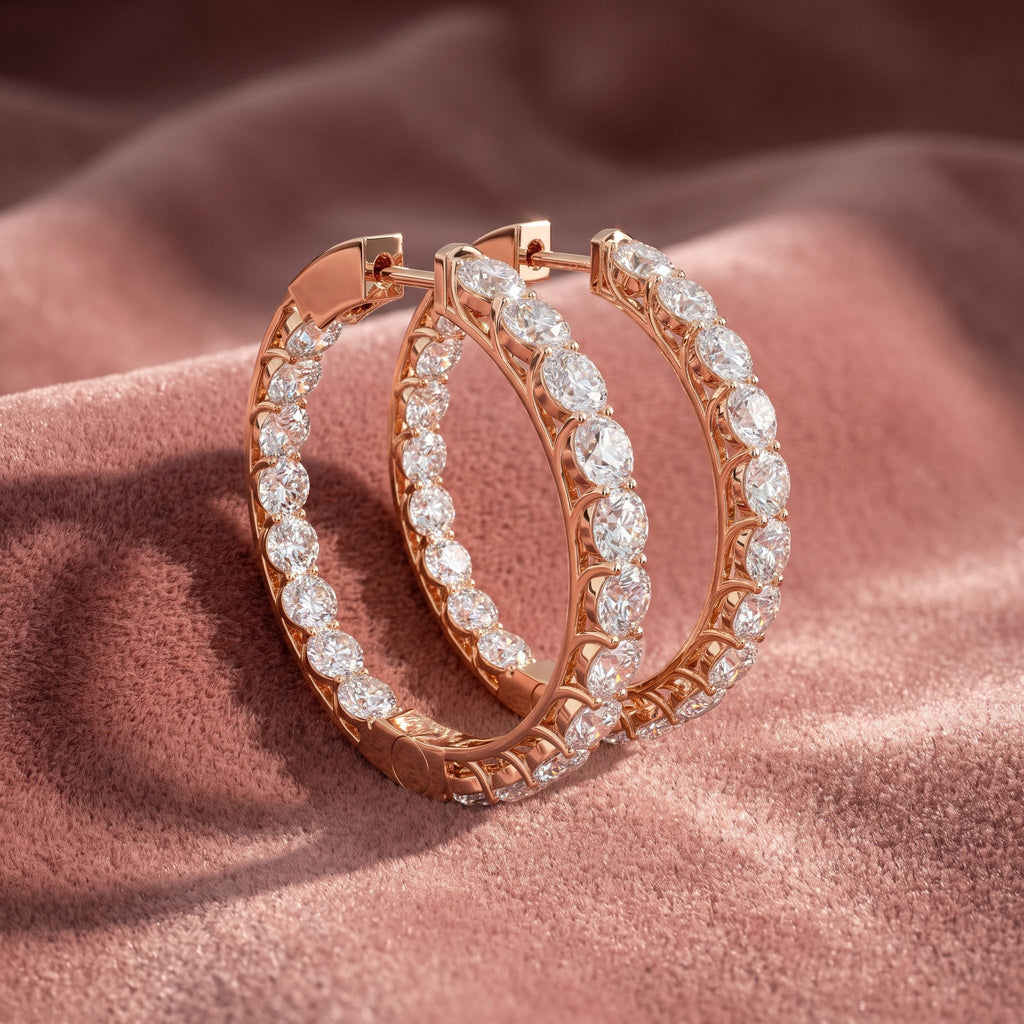 18K Diamond Hoop Earrings — AI cloth, in-house