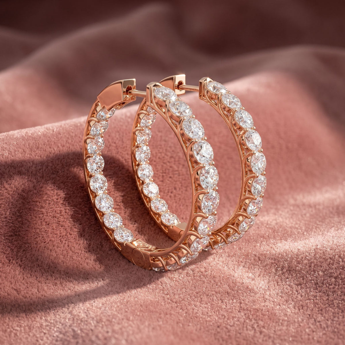 18K Diamond Hoop Earrings — AI cloth, in-house