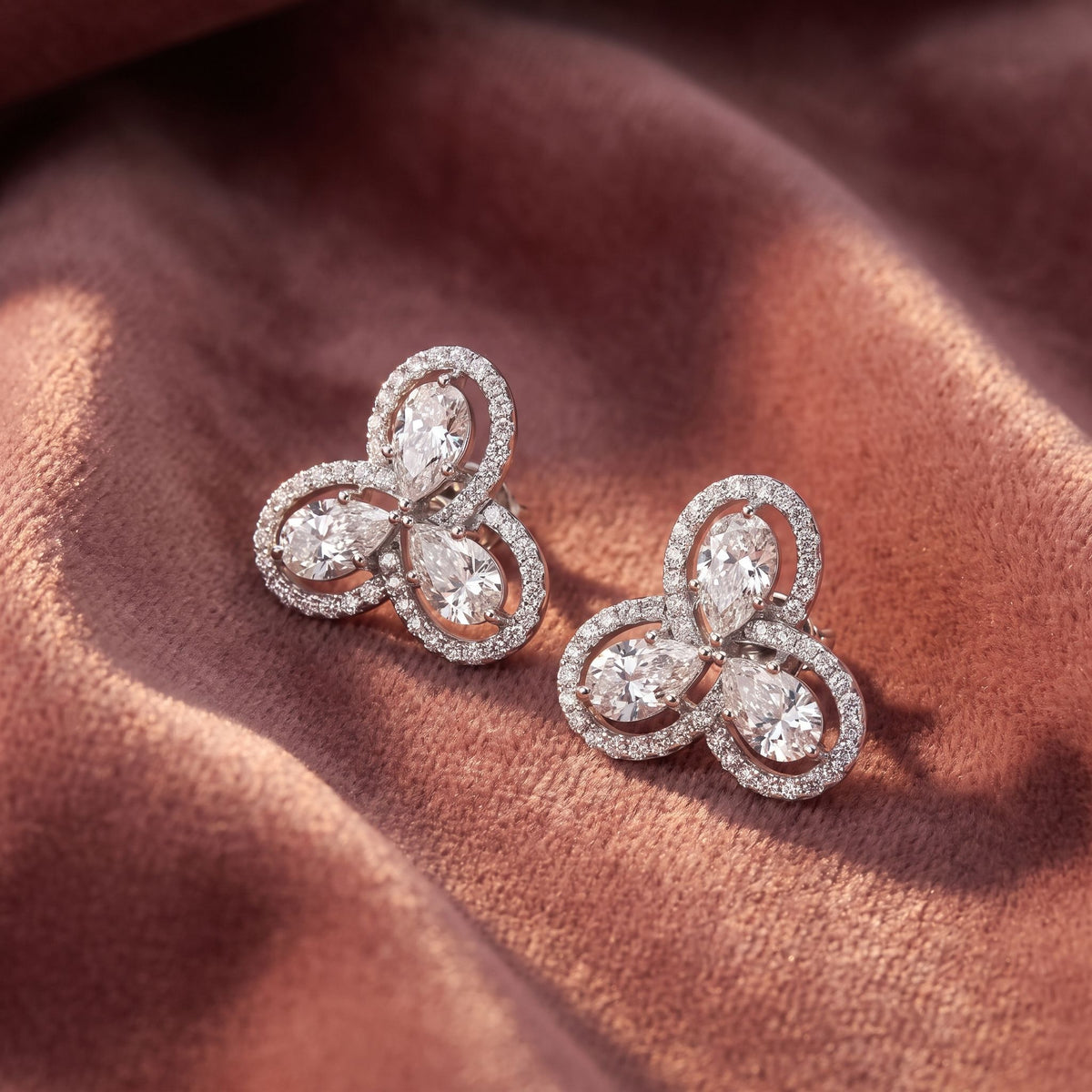 14K Pear Diamond Earrings — AI cloth, in-house