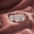 18K Trilogy Halo Oval Diamond Ring — AI cloth, in-house