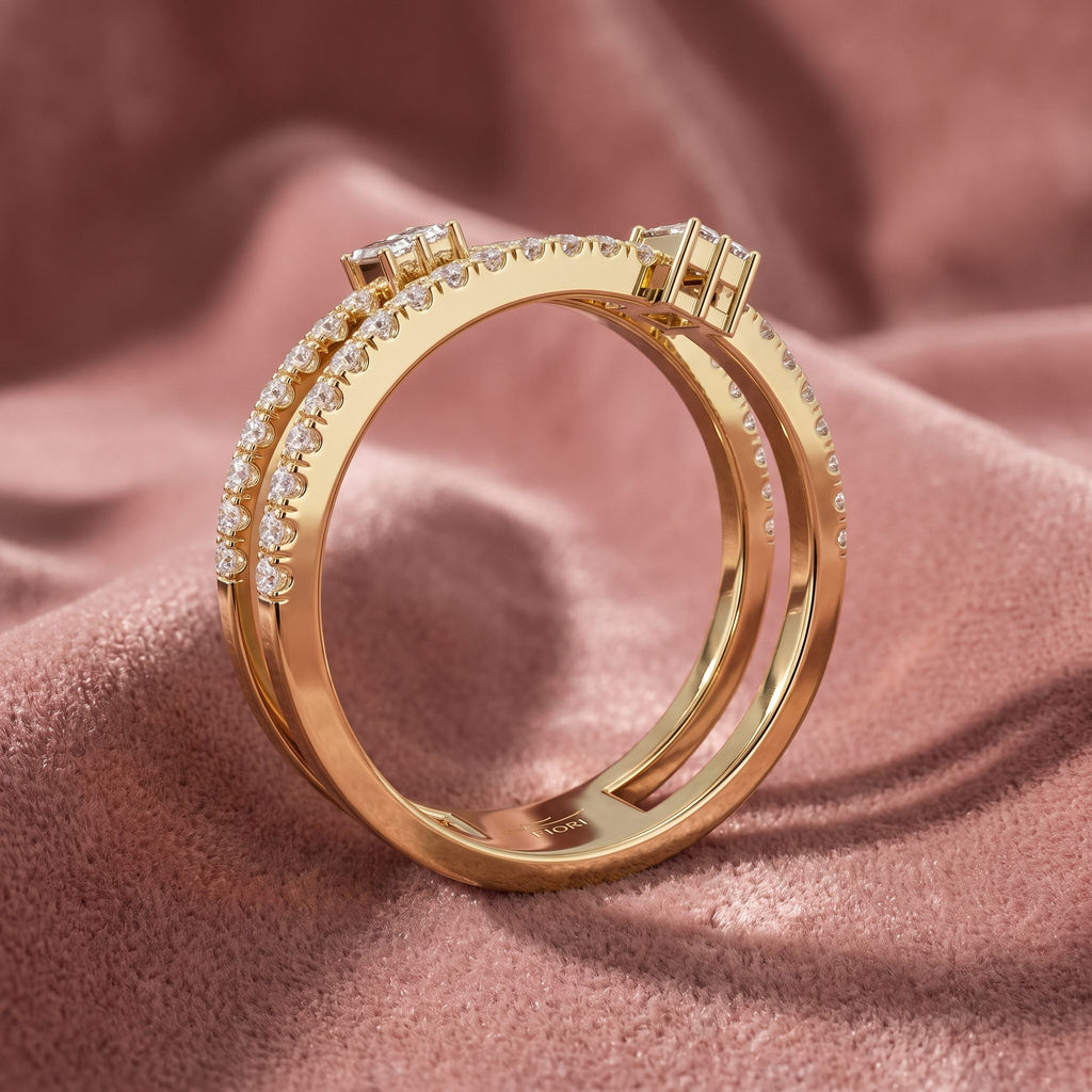 18K Baguette Pave Diamond Ring — AI cloth, in-house