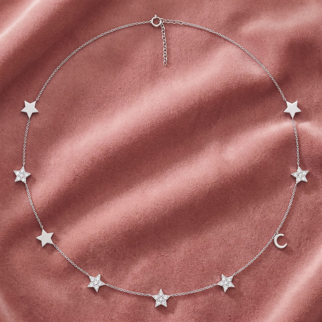 18K Celestial Diamond Choker Necklace — AI cloth, in-house
