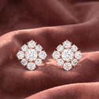 18K Round Halo Bespoke Diamond Earrings — AI cloth, in-house