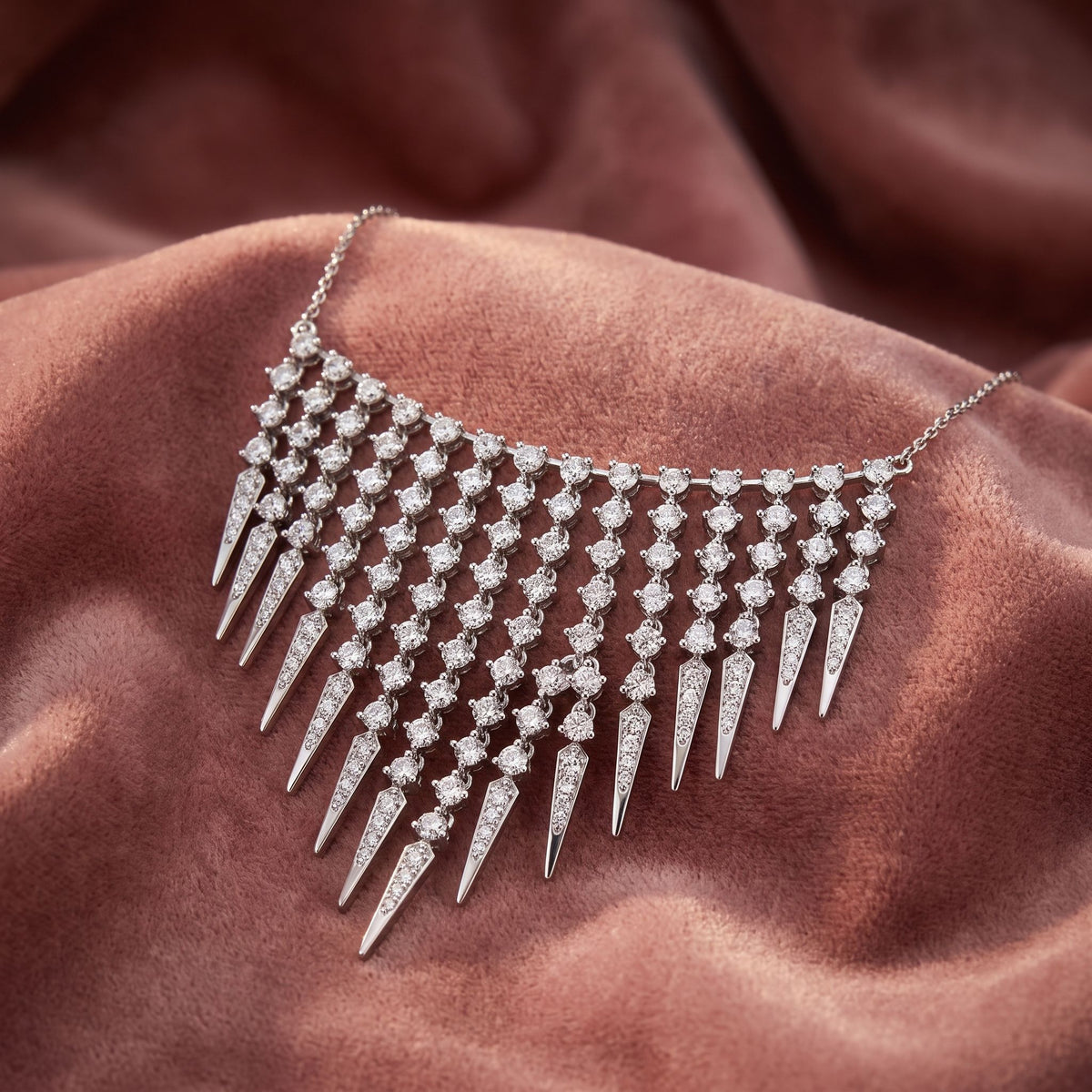 18K Bespoke V-Shape Round Diamond Pendant — AI cloth, in-house