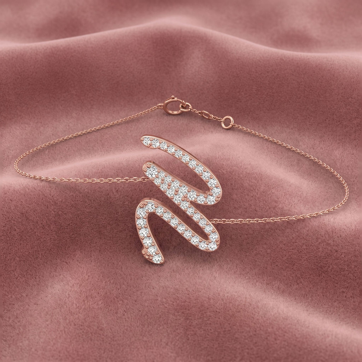 18K Alphabet Diamond Bracelet — AI cloth, in-house