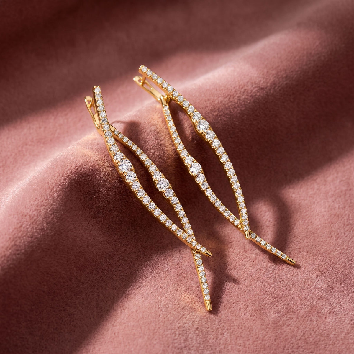 18K Round Diamond Drop Earrings — AI cloth, in-house