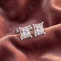 18K Solitaire Princess Diamond Earrings — AI cloth, in-house