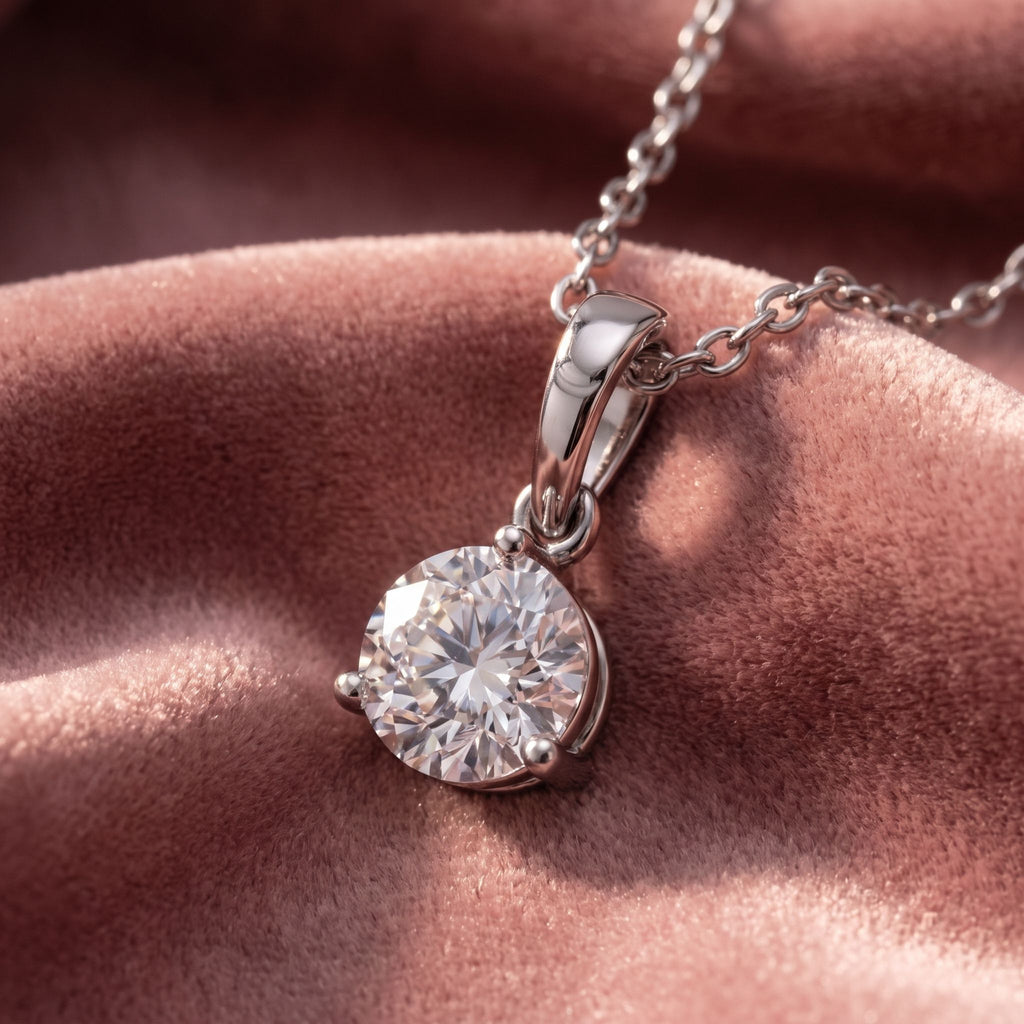 18K Solitaire Diamond Pendant — AI cloth, in-house
