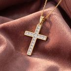 18K Cross Round Diamond Pendant — AI cloth, in-house