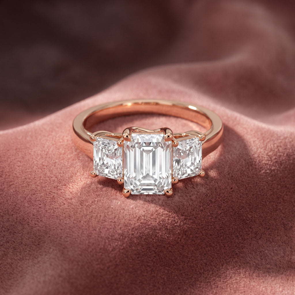 18K Trilogy Diamond Engagement Ring — AI cloth, in-house
