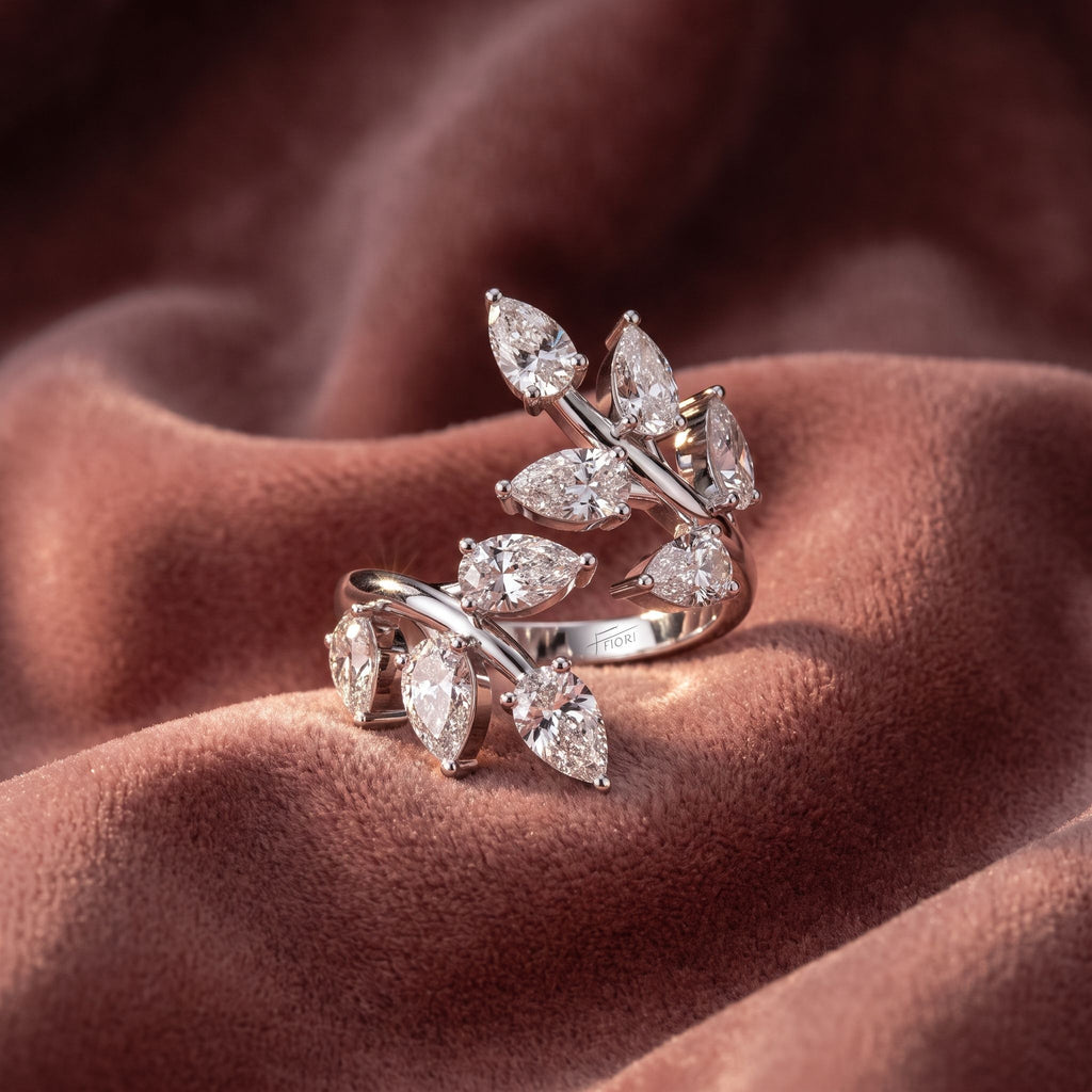 18K Bespoke Leaf Diamond Ring — AI cloth, in-house