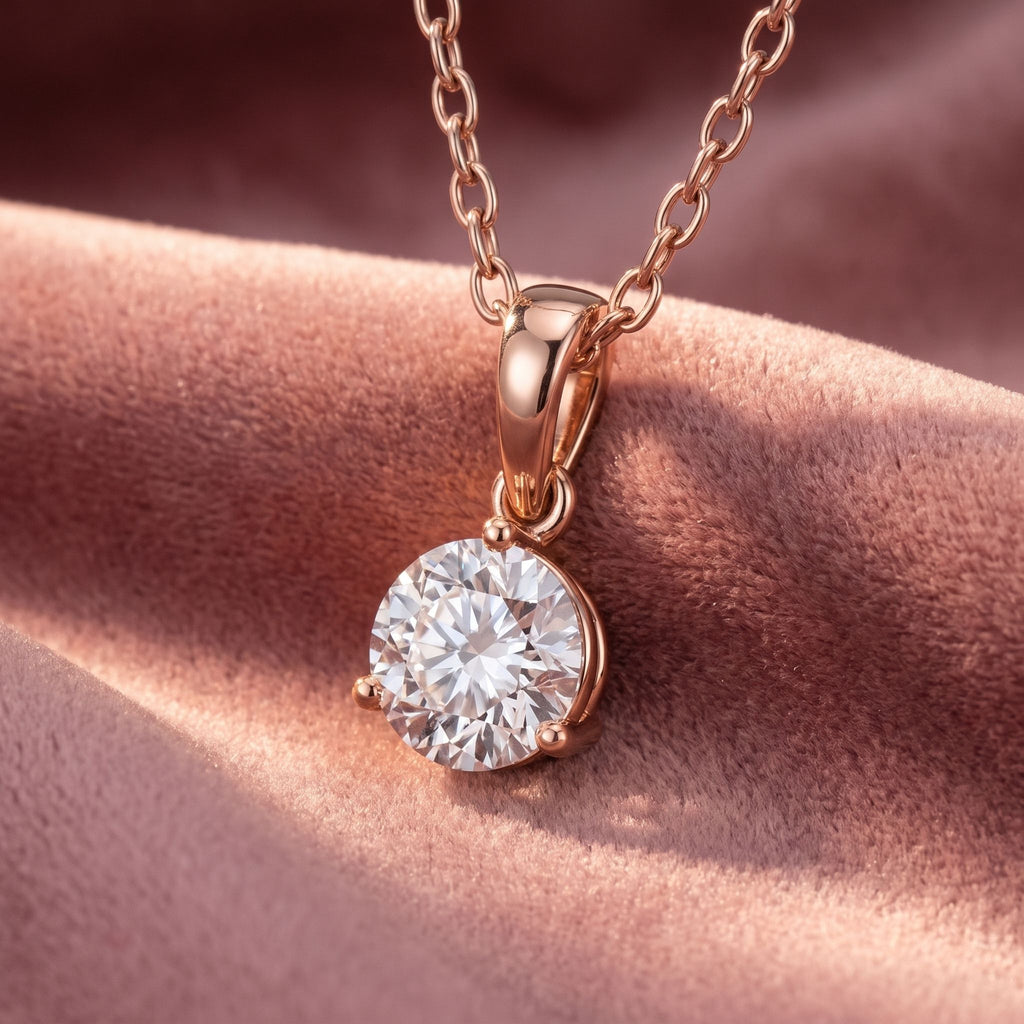 18K Solitaire Diamond Pendant — AI cloth, in-house