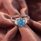 18K Trilogy Round Diamond Ring — AI cloth, in-house