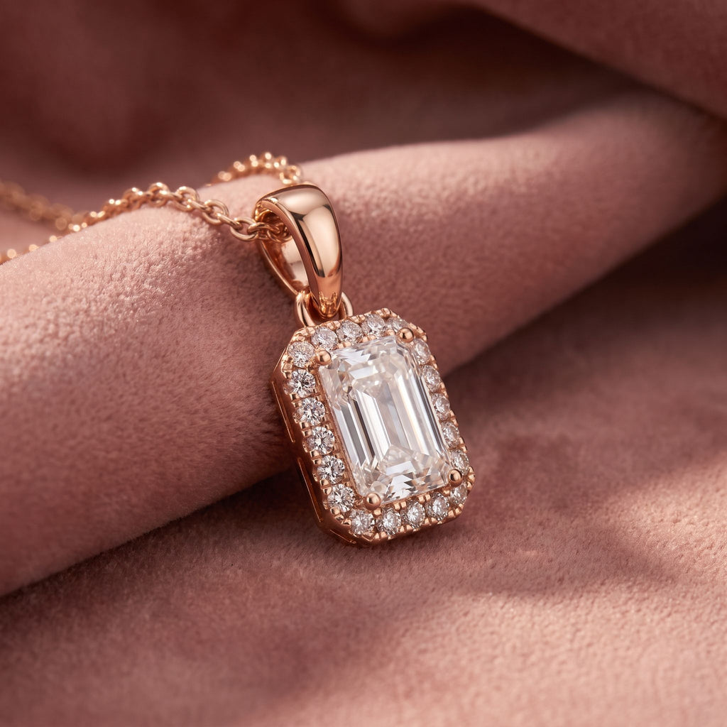 18K Halo Pink Diamond Pendant — AI cloth, in-house